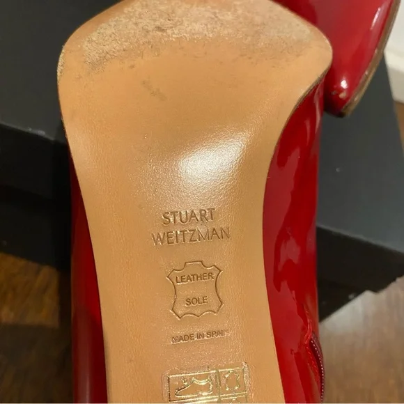 Stuart Weitzman Patent Leather Red Sock Women’s Boots - Picture 4 of 10